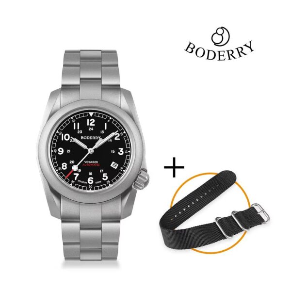Boderry Voyager Field Watch Titanium Automatic Dive Wristwatch 100M Waterproof Titanium Bracelet For Seiko Movement Watch Men