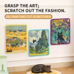 Oil painting Sisal Cat Scratching BoardPasteable Vertical Cat Scratcher (New)