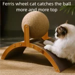 2 In 1 Wooden Cat Scratching Ball Sisal Scratch (New)