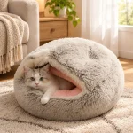 Winter Warmth Plush Pet Nest  Soft FleeceLined SemiEnclosed (New)