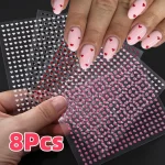 8Colors/Set 3D Sweet LoveHeart Nails Stickers Mini Hearts SelfAdhesive (New)