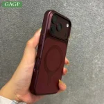 18Pro Plating Frame Magnetic PU Leather  Magsafe Phone Case  iPhone 18 17Pro Max PC Wireless Charging Cover  (New)