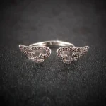Silver Gold Color Angel Wings Ring Adjustable Copper Zircon (New)