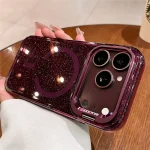 Luxury Bling Glitter Camera Protection Stand Holder Clear Case  iPhone 18 17Pro Max  Magsafe Shockproof Cover  (New)