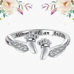 Huitan Mother Rings Child Foot Angel Wing Best Mother's (New)