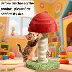 Red MushroomShaped Cat Scratching Post with Sisal Scratching Pad (New)