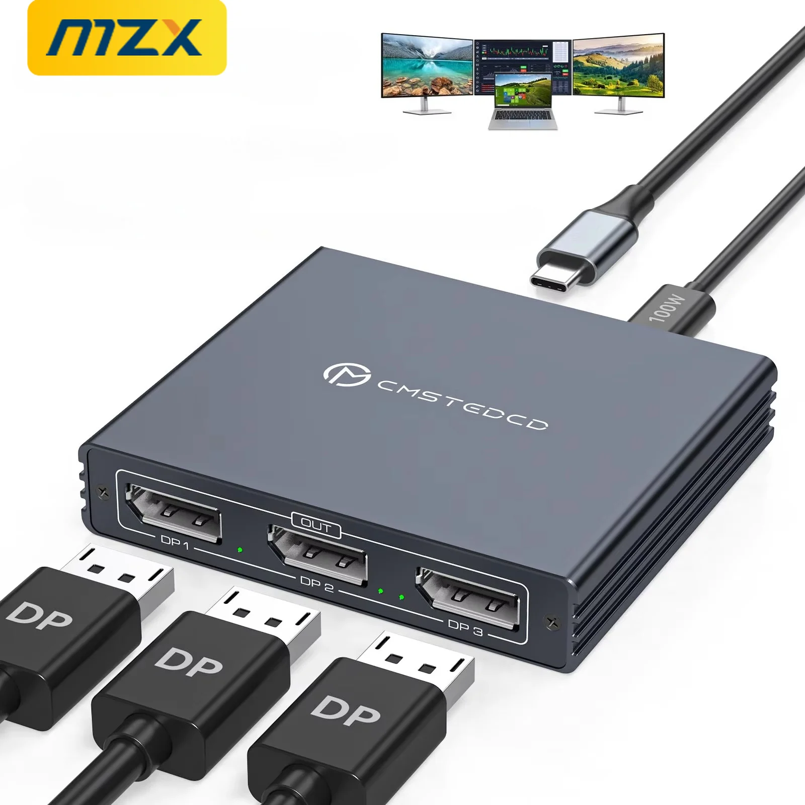 S7f9836628ef6426badb9979b9a1a68fcO.webp MZX MST USB C Splitter to 3 Monitors 4K (New) - Image 1