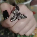 Antique Design Ring Distressed Angel Silver Color Opening Rings (New)