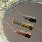 Engraved expandable 3D bar necklace customizable cube pendant necklace (New)