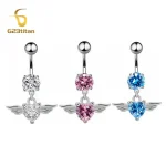 Angel Wing Rings Zircon Heart Angel Wing Dangle Belly (New)