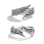2PCS Fashionable And Simple Angel And Devil Wing Rings (New)