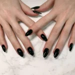 24 Artificial Acrylic Black Square Head Fake Nails Long (New)