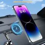 Magnetic Car Phone Holder Wireless Charger Phone Stand Rotation (New)