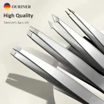 Ouriner Eyebrow Tweezers Set 4 Pcs Stainless Steel Eyebrow (New)