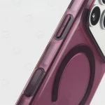 Plum Color Crystal Transparent Magnetic Case  iPhone17 18 Pro Max Shockproof Smooth Clear Camera Button Cover  Magsafe  (New)