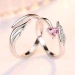 925 Sterling Silver Luxurious Wings Heart Shape Zirconia Ring (New)