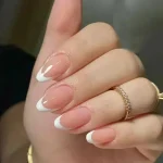 24Pcs FALSE Nails Almond  French Fake Nails with (New)