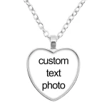 Personalized Custom Heart Shape Pendant Necklace Glass Cabochon  (New)