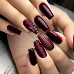 Dark Red Charm 24 Pcs Press on Nails Pink (New)