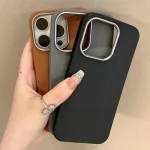 Luxury Matte Leather Phone Case  iPhone 17 18 Pro Max Plus Air Soft Protection Shockproof Silicone Cover  (New)