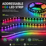 05‑5M DC5V Addressable RGB LED Strip 30/60/144LEDs/m IP30 IP67 (New)
