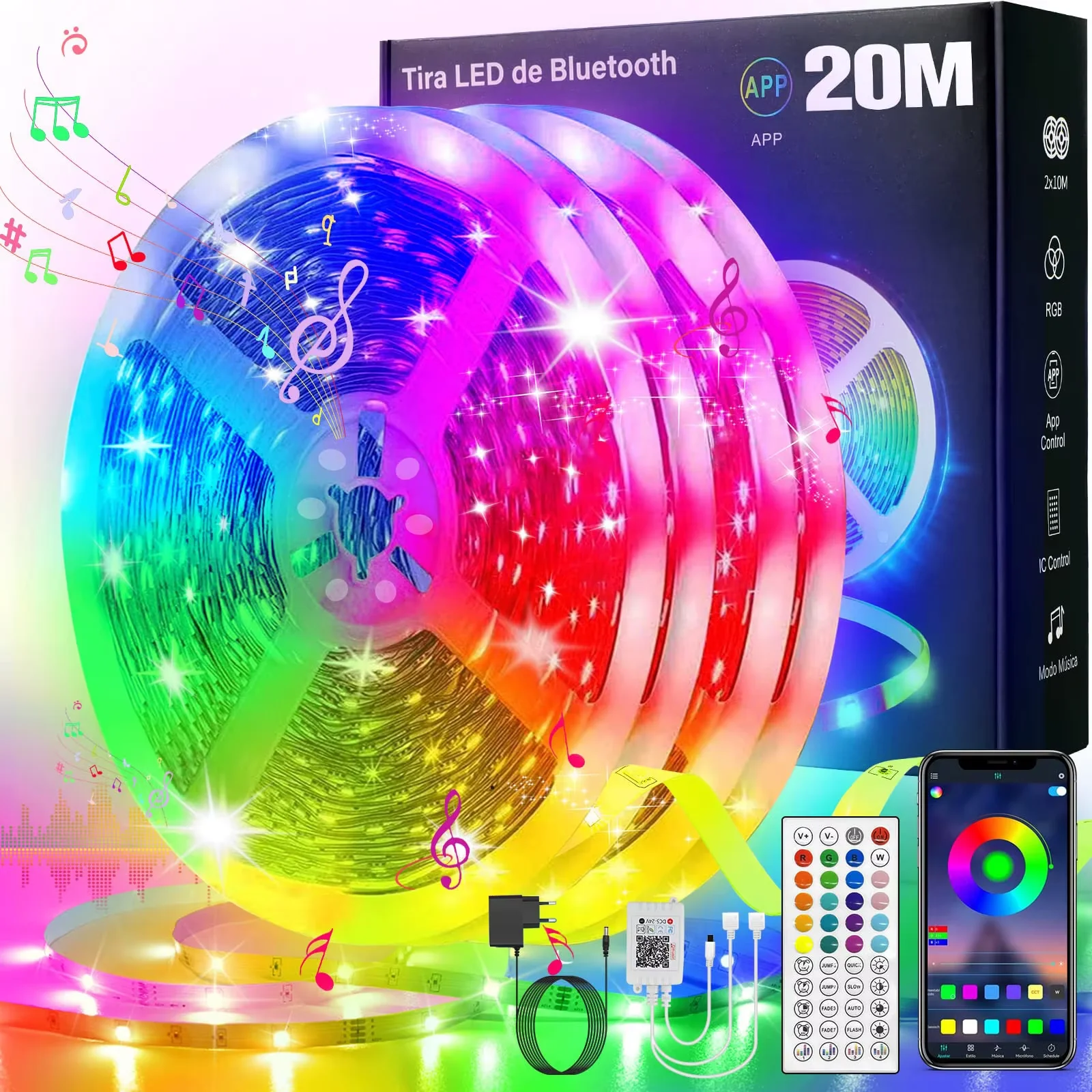 Sd32d8a3280b64ad5bfa9fece351a5d4fl.webp RGB LED Strip Smart LED Strip Lights 5m20m Music (New) - Image 1
