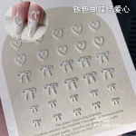 Sliver Bow Tie Nail Decorations Charms Metal Alloy Ribbon (New)