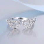 Korean Angel Wings Microinlay Zircon Hollowedout Wing Adjustable Opening (New)