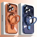 Transparent Plating Wireless Charging Magnetic Case  iPhone 18 17Pro Max with Lens Protection Bracket Back Cover  (New)