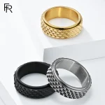 Angel Ring Feather Retro Dragon Scale Rotatable Titanium Steel (New)