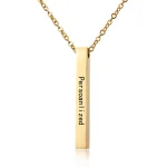 Customized Necklace Word Bar Women Men Square 18K GoldPlated (New)