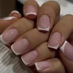 24PCS Short Square Pink Nails Fake Nails French Fake (New)