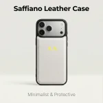 IPhone 18 Case Gold Letter Vintage Saffiano Leather Phone Case Custom Embossed Gold Letter Slim Shockproof Cover  iPhone17 18 Pro Max  (New)