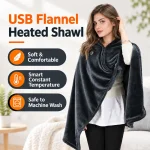 New USB Heated Shawl Blanket in Flannel Unisex Carbon (New)