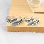 925 Sterling Silver Angel Wing Feather Stackable Open Rings (New)