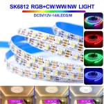 SK6812 Addressable RGBW LED Strip 12V RGBWW 30/60/144 LEDs/m (New)