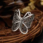 Retro Boho Butterfly Ring For Women Fashion Silver Color (New)