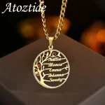 Atoztide Custom Name Necklace for Women Family Birthstone Stainless Steel (New)