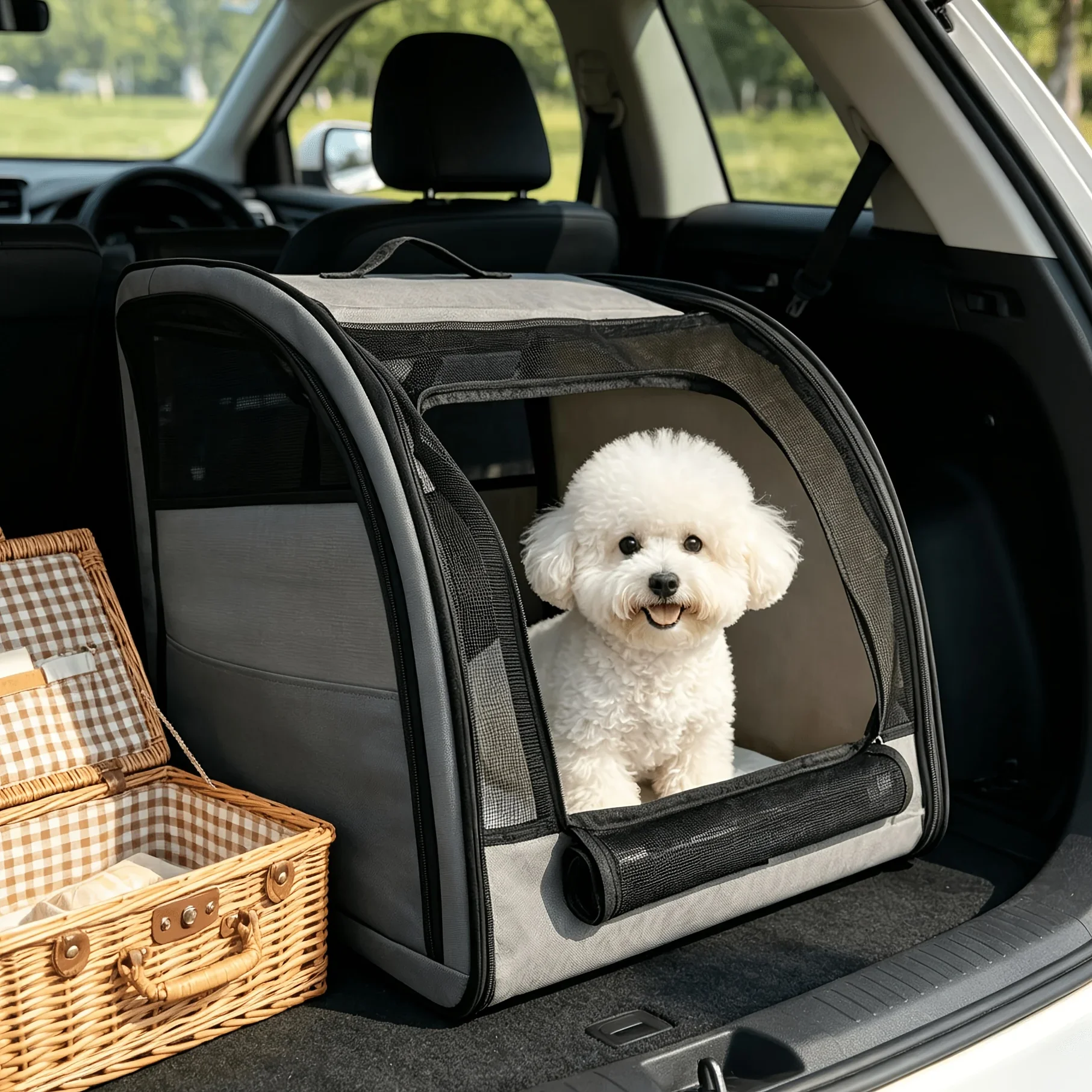 Sfb04950c4c004eb4ba7c54f52457fa15G.webp Portable Foldable Pet Cat Bed Car Seat Tent for (New) - Image 1
