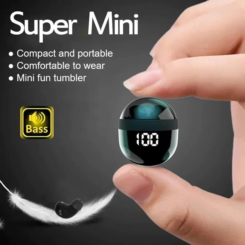 Sfd0418fa072f46369e06e0cd05e1f9d48.webp SK18 Mini Invisible Headphones Wireless Bluetooth 53 Headphones Bass (New) - Image 1