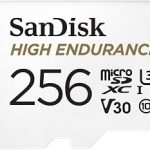 SANDISK 256GB High Endurance microSD Card + Adapter V30 4K UHD C10 U3 Ideal for Dash Cam Home Monitoring Systems (New)