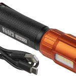 KLEIN TOOLS 56412 Rechargeable LED Flashlight with Flood Light 500 Lumens USB-C Rechargeable Pocket Clip Magnet for (New)