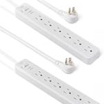Amazon Basics Rectangle 6-Outlet Surge Protector Power Strip with Circuit Breaker 600 Joule 2ft Cord White 2-Pack (New)