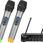 FIFINE K036 UHF Dual Channel Wireless Handheld Microphone System Easy-to-use Wireless Microphone System for Karaoke Meeting (New)