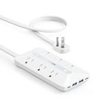 Anker Power Strip with 300J Surge Protector 5ft Outlet Extender 20W 6AC Flat Plug Extension Cord with Multiple Outlet (New)