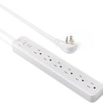 Amazon Basics Surge Protector Power Strip 6-Outlet 790 Joules 6ft Extension Cord Safety Shutters White (New)