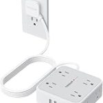 TESSAN Surge Protector Power Strip with 900J Surge Protection 10 Ft Grey 8 AC 3 USB Ports 1 USB C 20W PD Flat Plug (New)