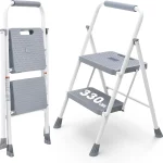 DUMOS 2 Step Ladder Sturdy Step Stool with Anti-Slip Pedal &amp Comfortable Handrail Portable Heavy Duty Stool for Kitchen (New)