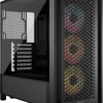 CORSAIR 4000D RS ARGB Frame Customizable Mid-Tower PC Case   Black 3x Pre-Installed Fans High Airflow Fully Modular E (New)