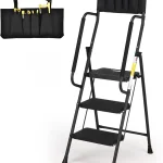HBTower Step Ladder with Handrails 3 Step Ladder with Attachable Tool Bag Anti-Slip Wide Pedal for Home Kitchen Pantry (New)